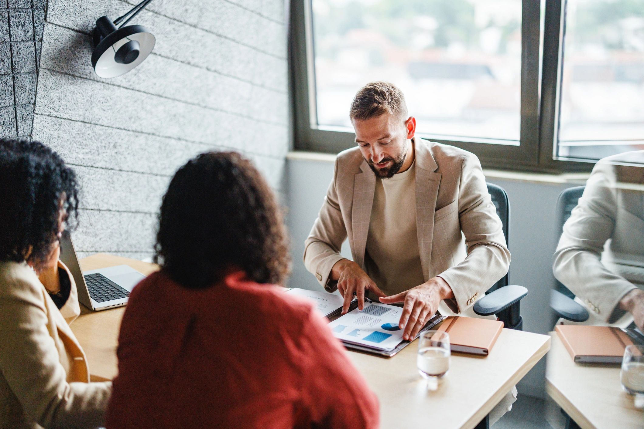 Business advisors collaborating in a modern office